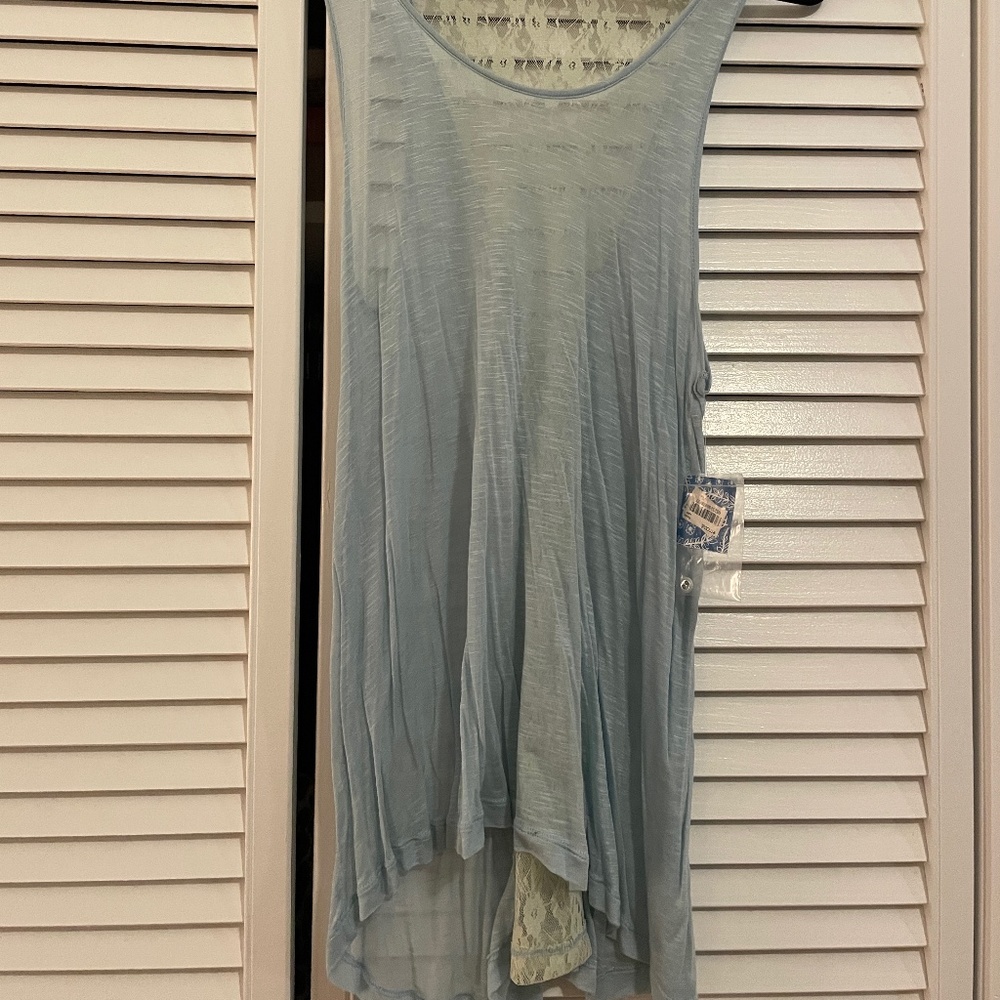 Free People Foam Blue Intimately Short Sleeve Shirt